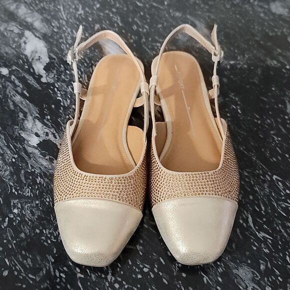 BRAND NEW REPORT MIKKI Elegant CREAM and GOLD  WOMENS SLINGBACK FLAT SHO… - Picture 3 of 16